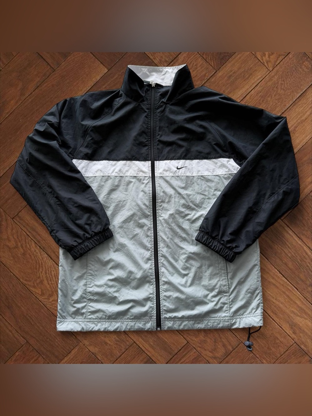 Vintage Y2K Nike Colorblock Windbreaker Jacket Black Gray White Men's Medium